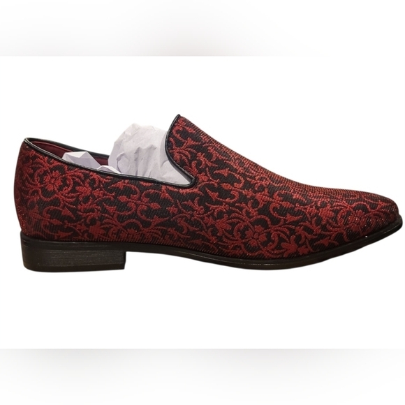 Enzo Romeo Ark1 Satin Red Floral Smoking Slippers New! Size 10 - Picture 3 of 10